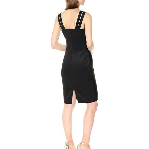 Guess Black Plunge Neck Bodycon‎ Party Cocktail Bodycon  Dress Size 2 - Picture 2 of 5